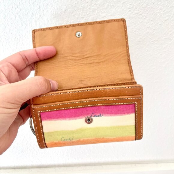 Vintage Coach Hampton Watercolor Stripe Shoulder Bag F11677 Wristlet Wallet Pouc - Picture 12 of 16